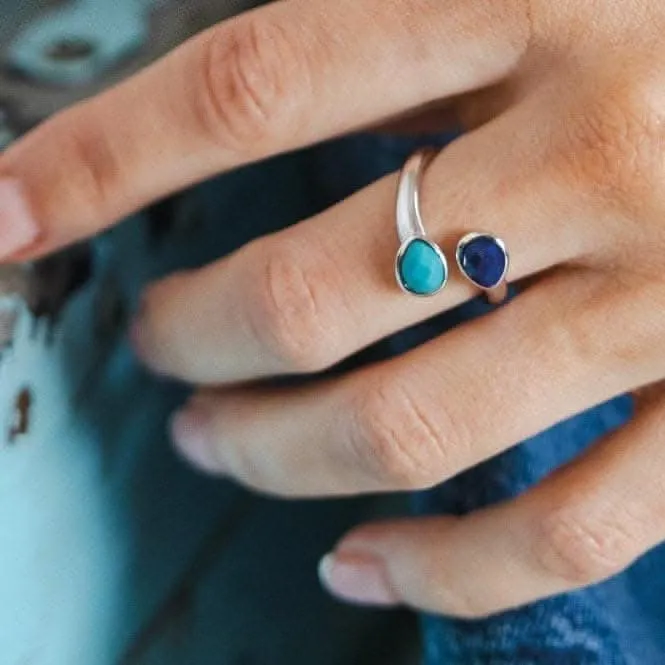 Coast Pebble Azure Gemstone Open Crossover Ring 10175LMG Kit Heath Jewelry And Accessories