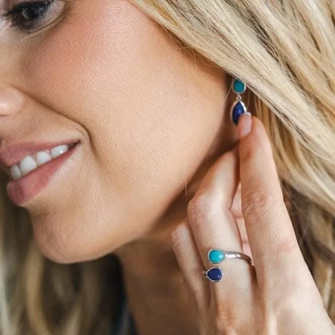 Coast Pebble Azure Gemstone Open Crossover Ring 10175LMG Kit Heath Jewelry And Accessories