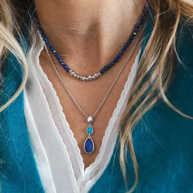 Coast Pebble Azure Gemstone Trio Droplet Necklace 90175LMG Kit Heath Jewelry And Accessories