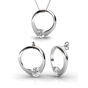 Dahlia 18k White Gold Plated Necklace and Earrings Jewelry Set with Swarovski Crystal