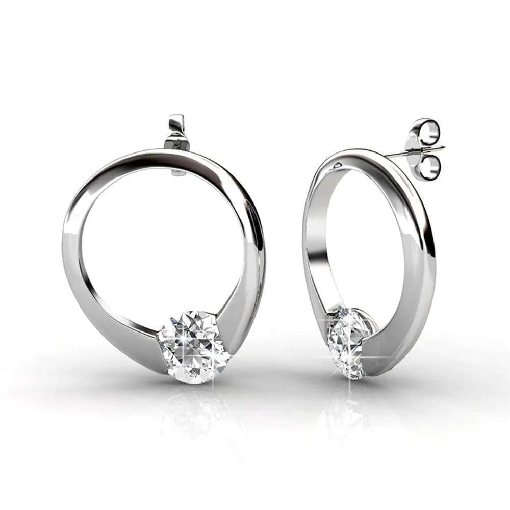 Dahlia 18k White Gold Plated Necklace and Earrings Jewelry Set with Swarovski Crystal