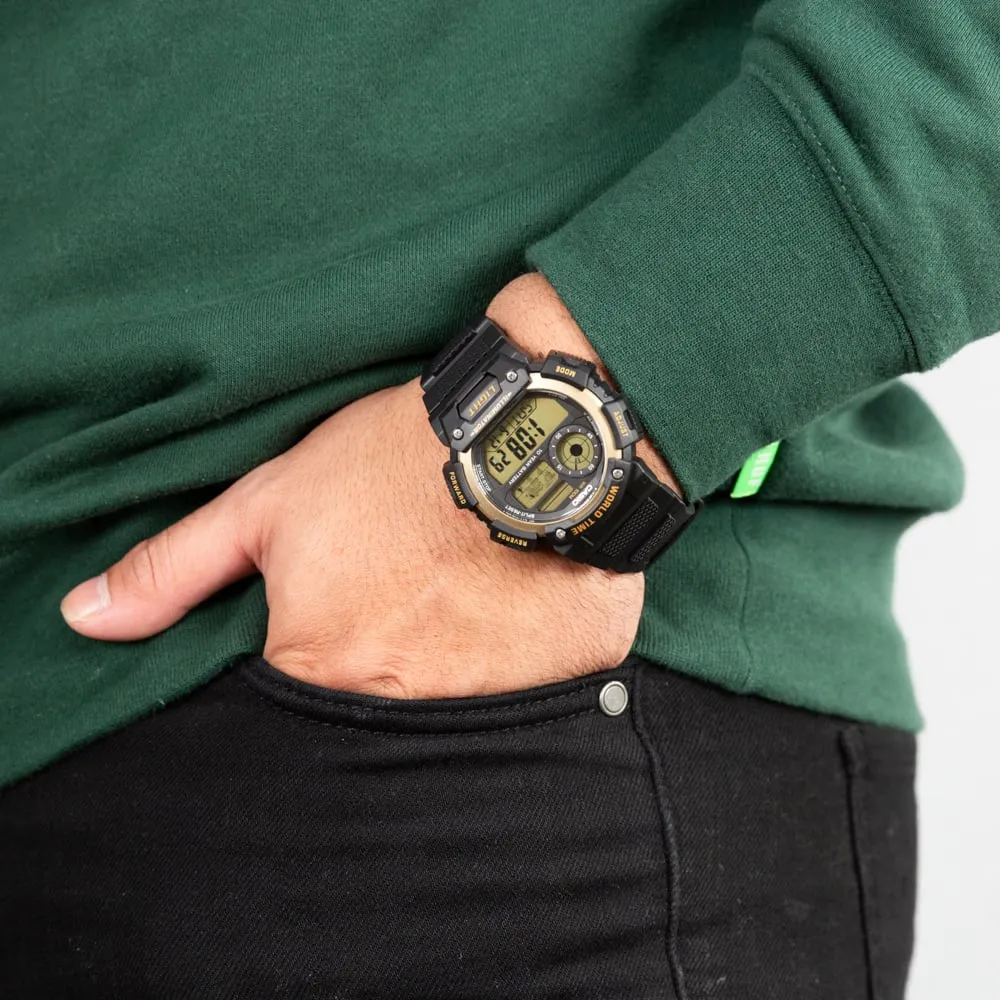 Digital Mens Watches Casio AE1400WH-9A World Time Digital Watch