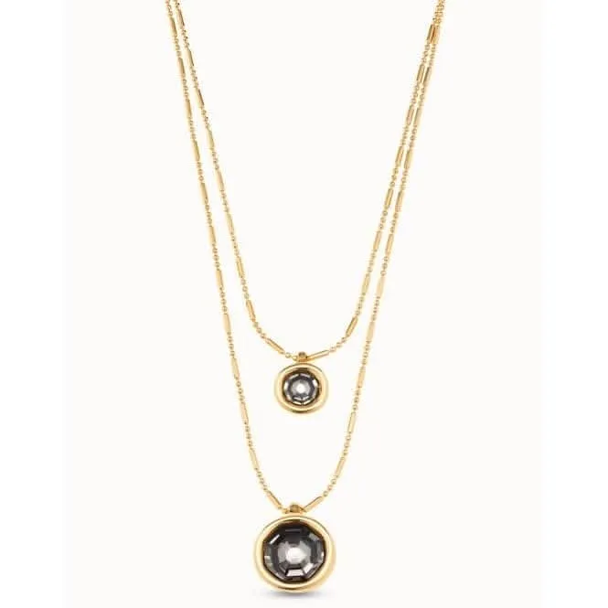 Double Trouble Grey Faceted Crystal Necklace Unode50 Jewelry And Accessories