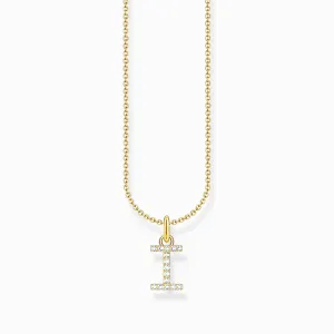 Essentials Gold Plated With Zirconia letter I Pendant Necklace KE2248-414-14-L45V Thomas Sabo Necklaces