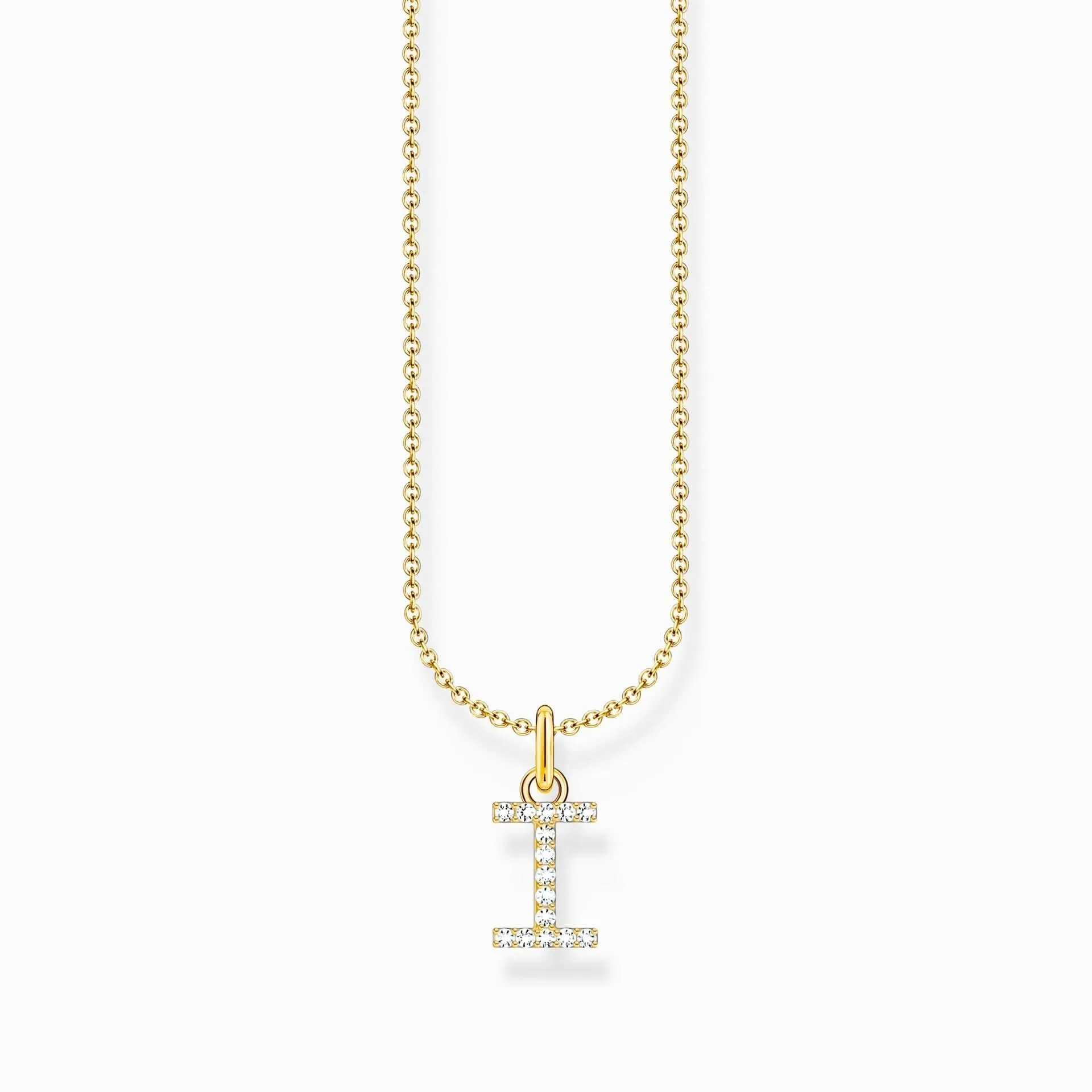 Essentials Gold Plated With Zirconia letter I Pendant Necklace KE2248-414-14-L45V Thomas Sabo Necklaces