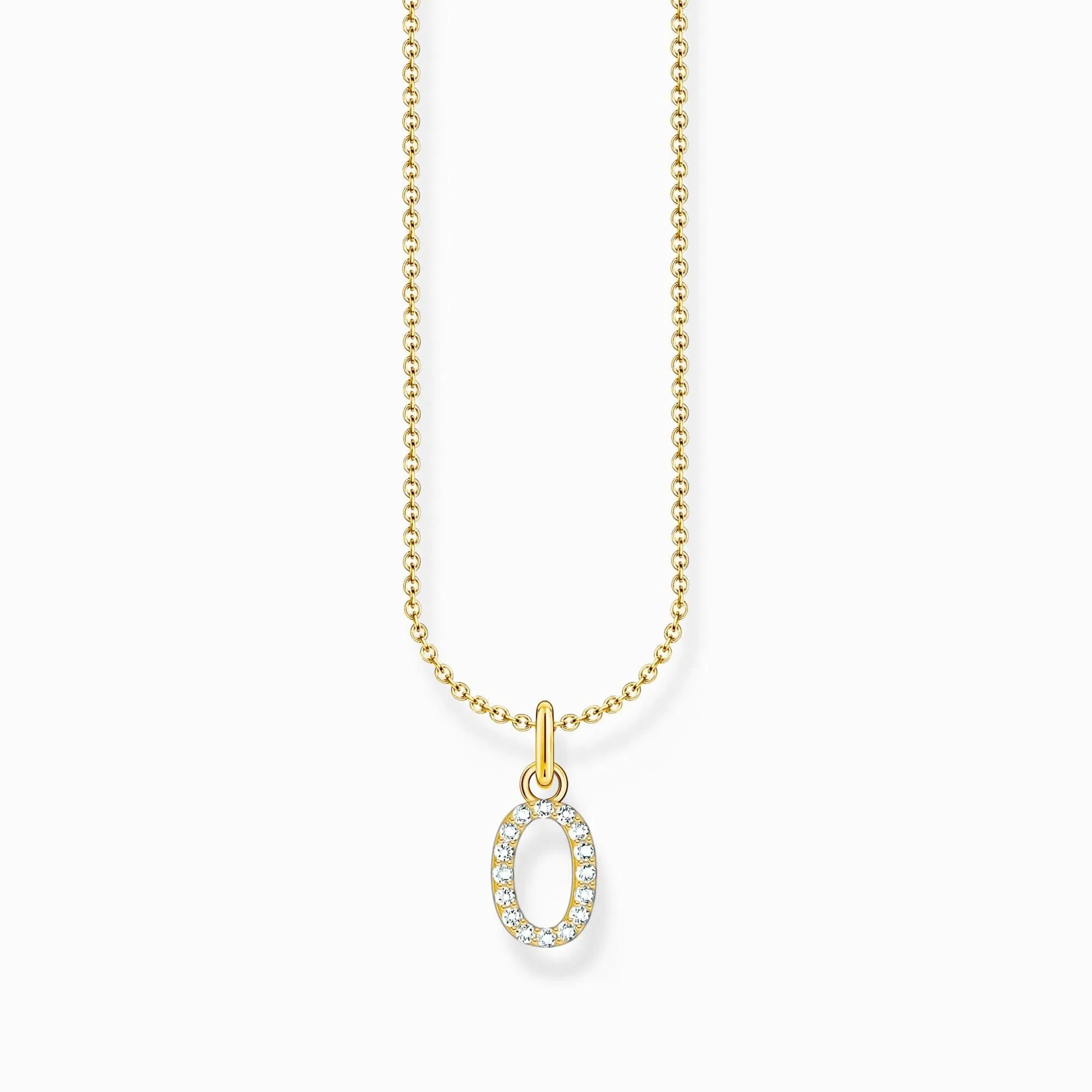 Essentials Gold Plated With Zirconia letter O Pendant Necklace KE2254-414-14-L45V Thomas Sabo Necklaces