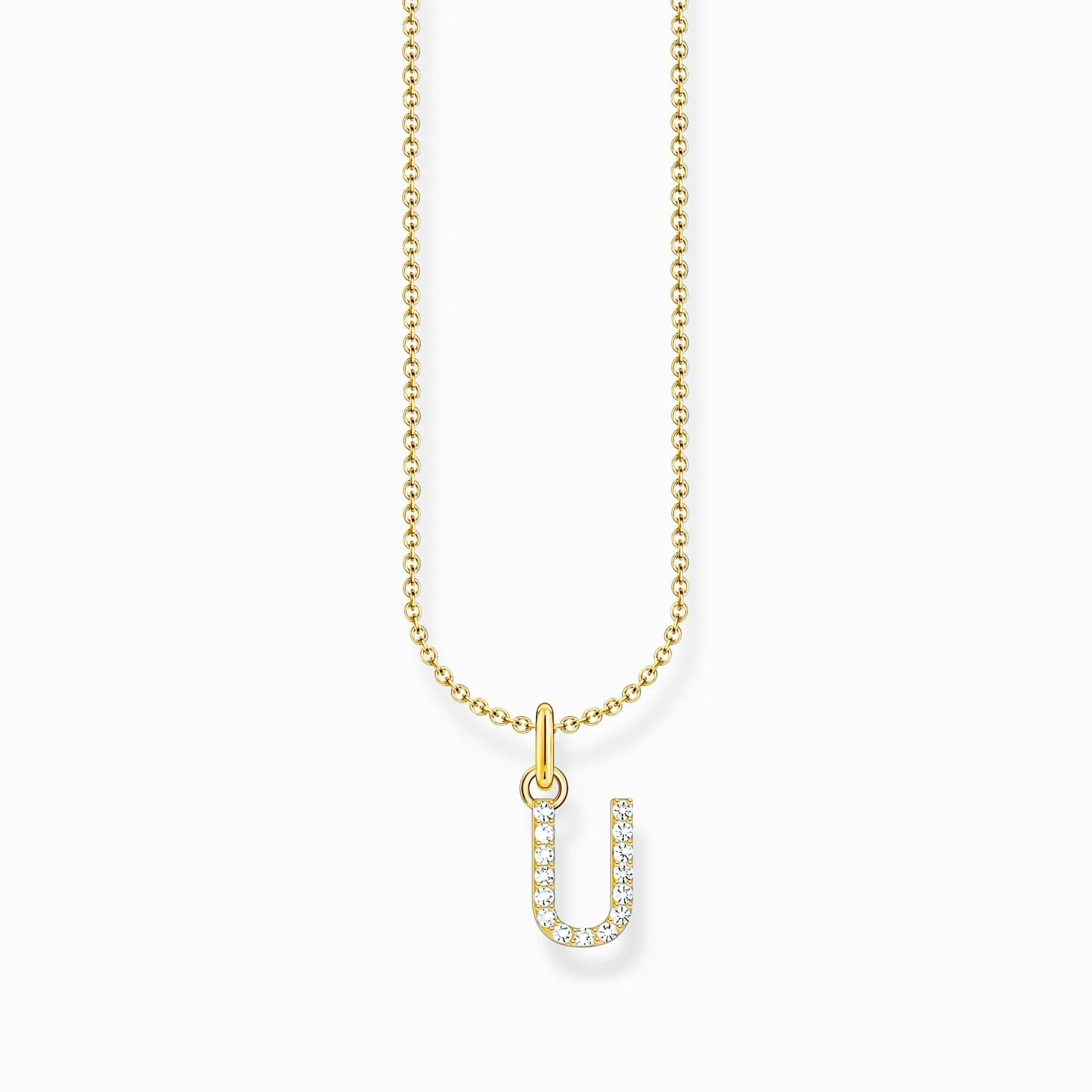 Essentials Gold Plated With Zirconia letter U Pendant Necklace KE2260-414-14-L45V Thomas Sabo Necklaces