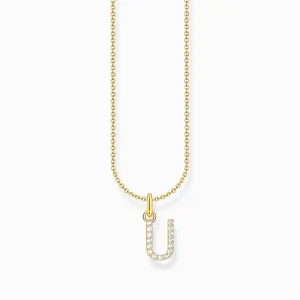 Essentials Gold Plated With Zirconia letter U Pendant Necklace KE2260-414-14-L45V Thomas Sabo Necklaces