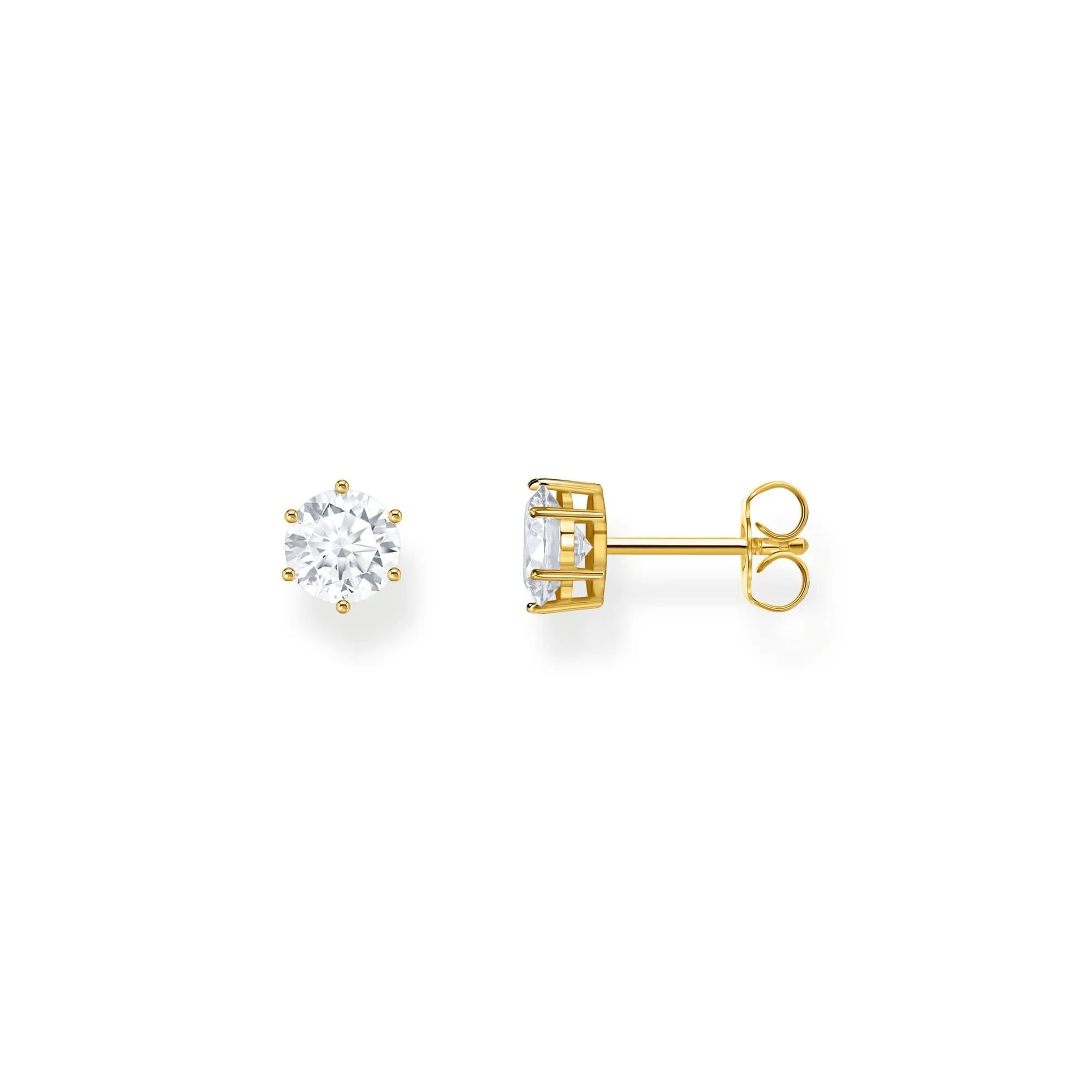 Essentials Sterling Silver Sparkling Gold Plated White Zirconia Earrings H2301-414-14 Thomas Sabo Earrings