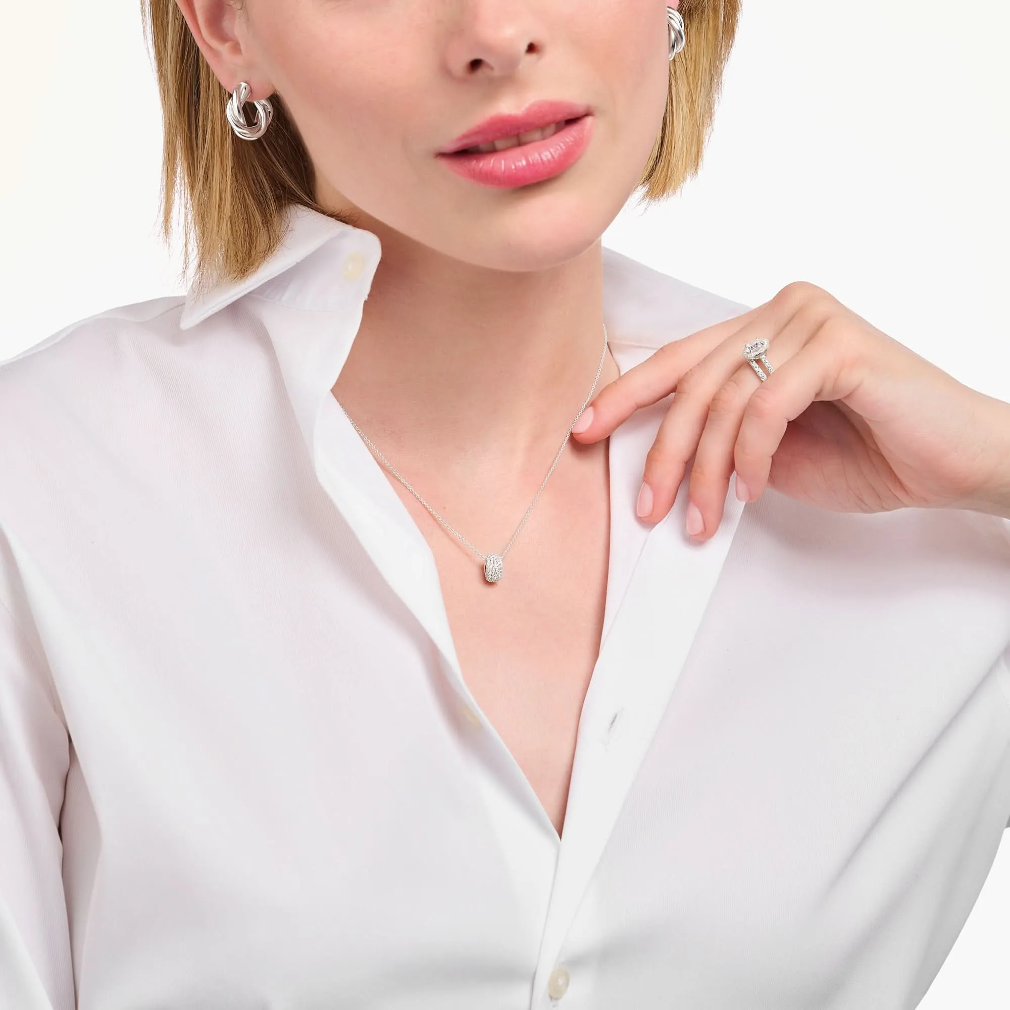 Essentials Sterling Silver Sparkling White Pavé Ring Necklace KE2278-051-14 Thomas Sabo Necklaces