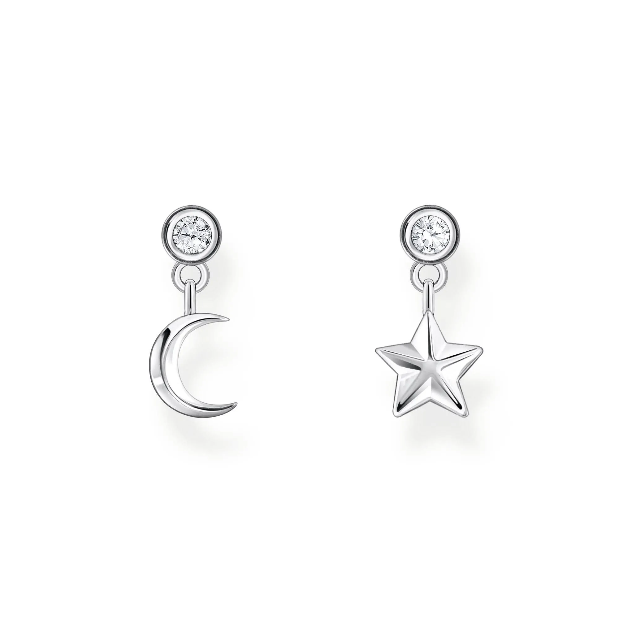 Essentials Sterling Silver Star And Moon Pendant Stud Earrings H2293-051-14 Thomas Sabo Earrings