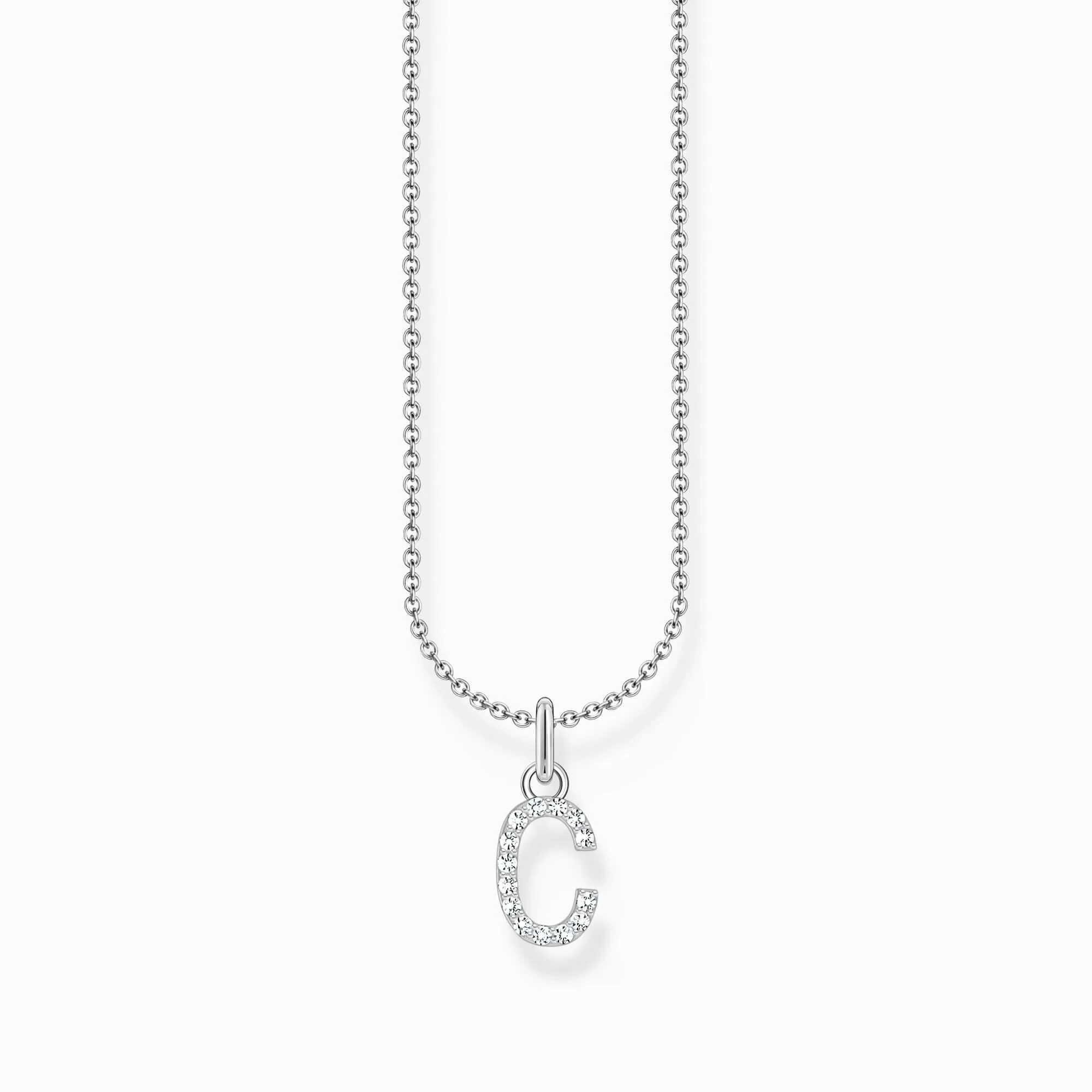 Essentials Sterling Silver With Zirconia letter C Pendant Necklace KE2242-051-14-L45V Thomas Sabo Necklaces