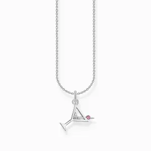 Essentials Sterling Silver Zirconia Cocktail Glass Necklace KE2232-013-27-L45V Thomas Sabo Necklaces