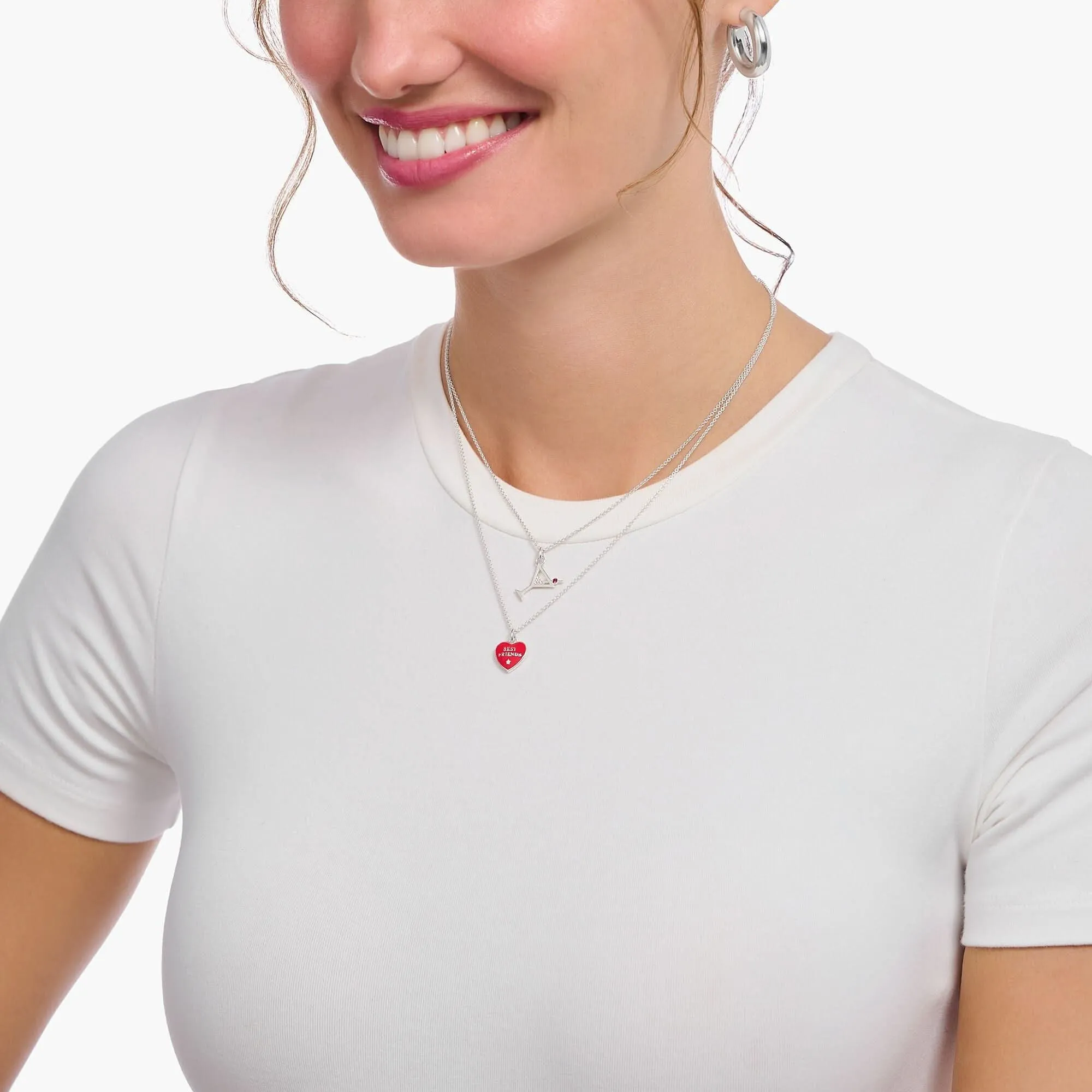 Essentials Sterling Silver Zirconia Cocktail Glass Necklace KE2232-013-27-L45V Thomas Sabo Necklaces