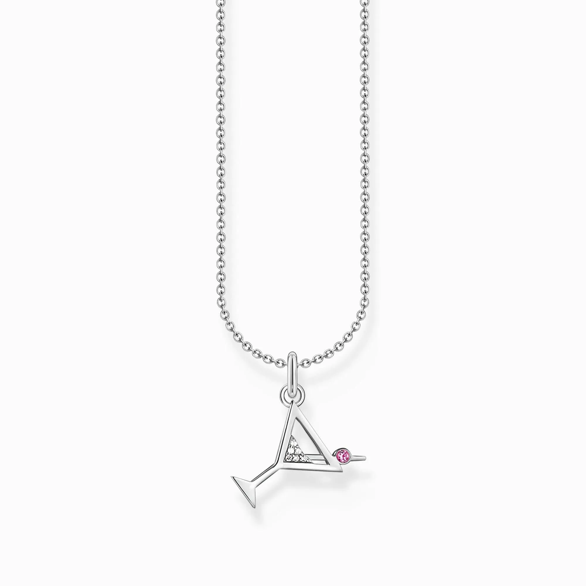 Essentials Sterling Silver Zirconia Cocktail Glass Necklace KE2232-013-27-L45V Thomas Sabo Necklaces