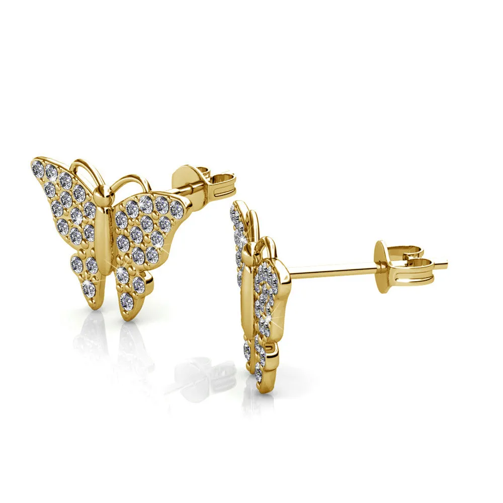 Everlee 18k White Gold Plated Crystal Butterfly Stud Earrings with Swarovski Crystals