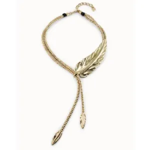 Feather Golden Metal Necklace Unode50 Jewelry And Accessories