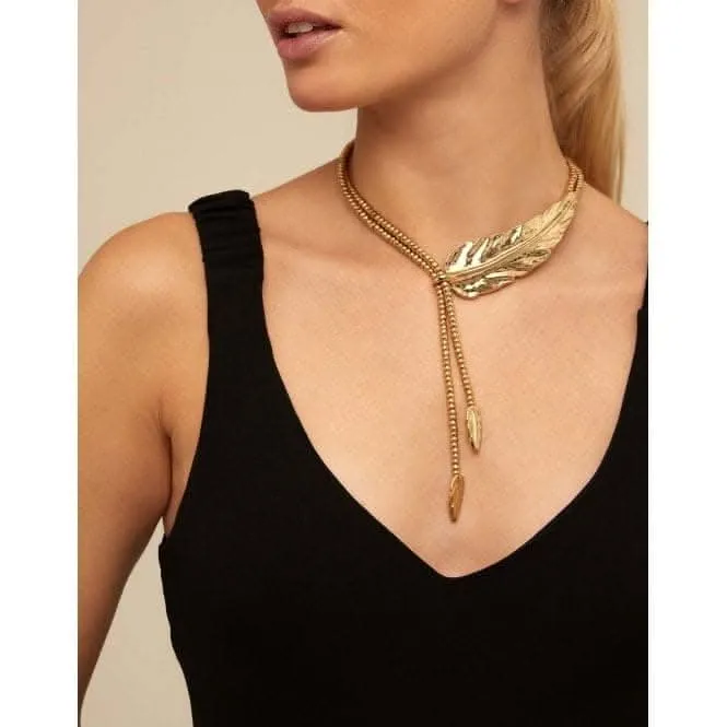 Feather Golden Metal Necklace Unode50 Jewelry And Accessories