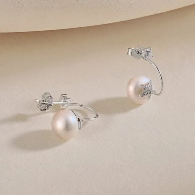 Fresh Water Pearl Round Star Dropper Earrings ERLE025 Ania Haie Jewellery