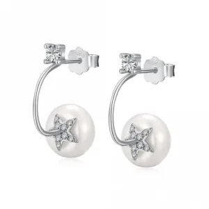 Fresh Water Pearl Round Star Dropper Earrings ERLE025 Ania Haie Jewellery