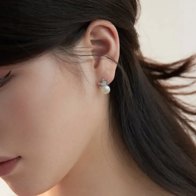 Fresh Water Pearl Sparkling Crown Earrings ERLE074 Ania Haie Jewellery