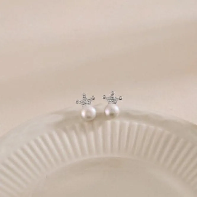 Fresh Water Pearl Sparkling Crown Earrings ERLE074 Ania Haie Jewellery