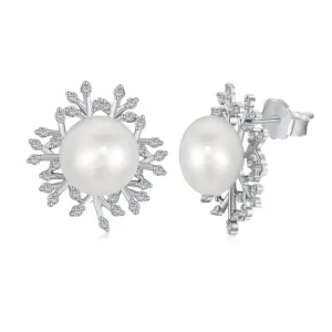 Fresh Water Pearl Sparkling Leaves Earrings ERLE023 Ania Haie Jewellery