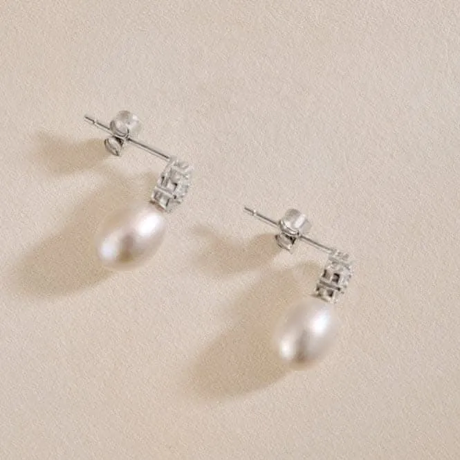 Fresh Water Pearl Sparkling Stone Dropper Earrings ERLE029 Ania Haie Jewellery