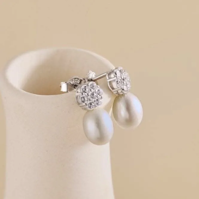 Fresh Water Pearl Sparkling Stone Dropper Earrings ERLE029 Ania Haie Jewellery
