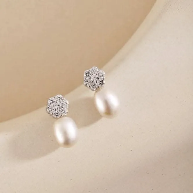 Fresh Water Pearl Sparkling Stone Dropper Earrings ERLE029 Ania Haie Jewellery