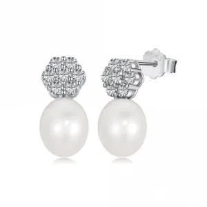 Fresh Water Pearl Sparkling Stone Dropper Earrings ERLE029 Ania Haie Jewellery