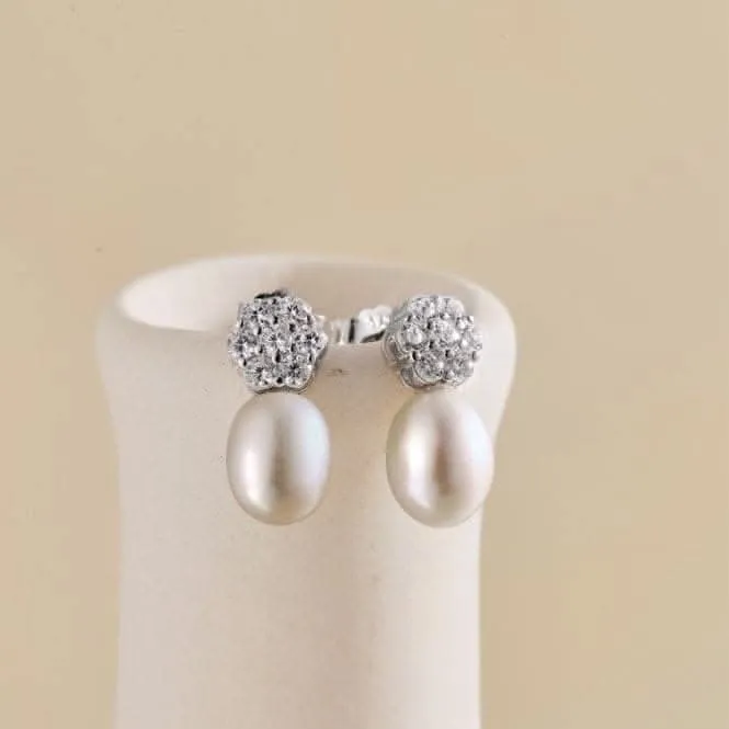 Fresh Water Pearl Sparkling Stone Dropper Earrings ERLE029 Ania Haie Jewellery