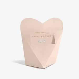 From The Heart Gift Box Happy Birthday Silver Plated Earrings 7682 Joma Jewellery