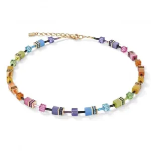 GeoCUBE® Multicolour Rainbow Gold Necklace 2838/10-1573 Coeur De Lion Jewellery