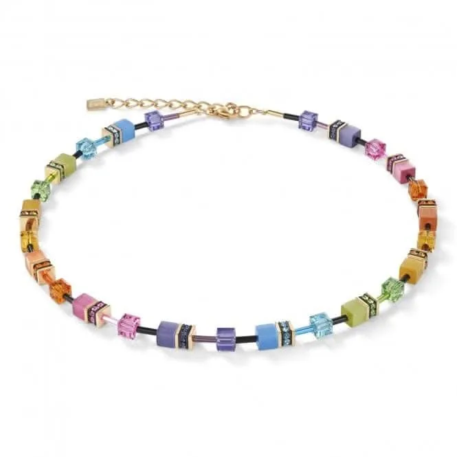 GeoCUBE® Multicolour Rainbow Gold Necklace 2838/10-1573 Coeur De Lion Jewellery