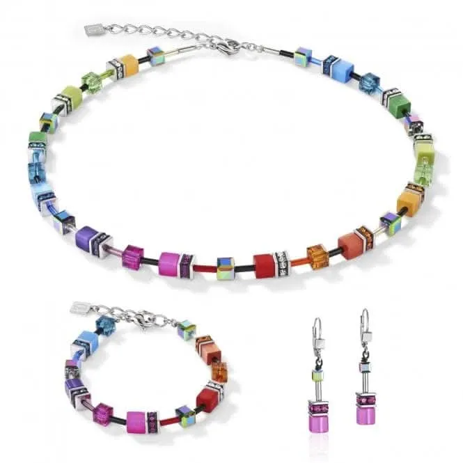 GeoCUBE® Multicolour Rainbow Necklace 2838/10-1520 Coeur De Lion Jewellery