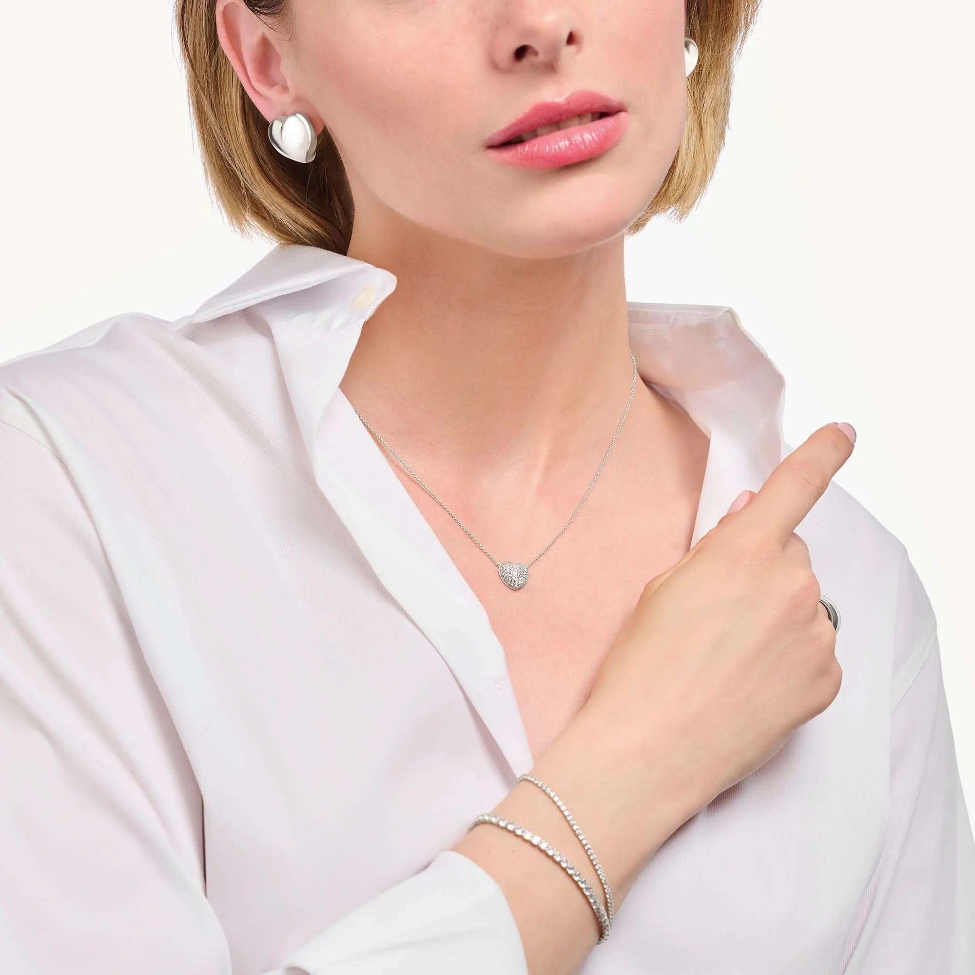 Glam & Soul Sterling Silver Love & Hearts White Pavé Necklace KE2277-051-14 Thomas Sabo Necklaces