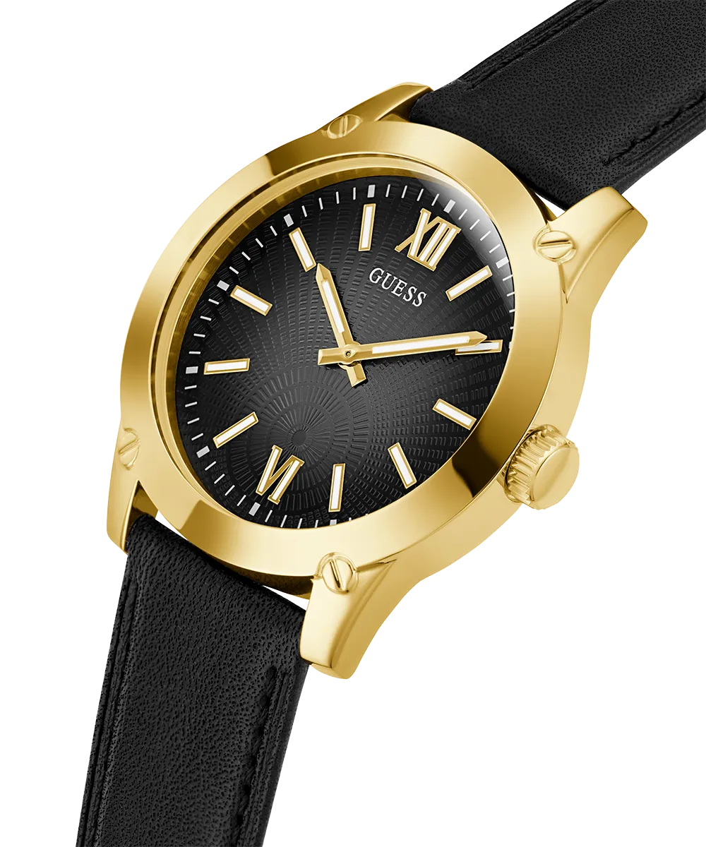 Guess Mens Gold Watches GUESS Mens Black Gold Analog Watch
