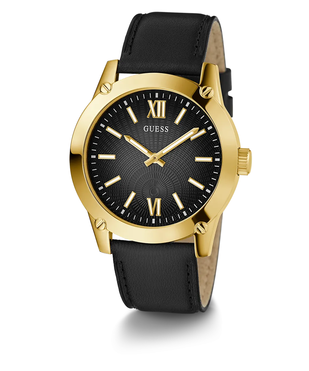 Guess Mens Gold Watches GUESS Mens Black Gold Analog Watch