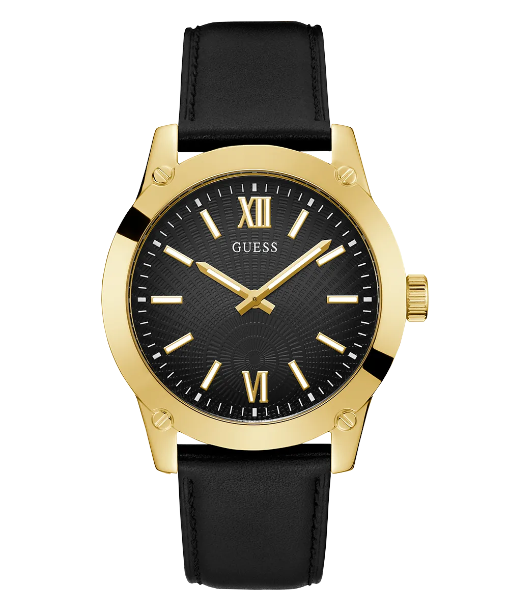 Guess Mens Gold Watches GUESS Mens Black Gold Analog Watch