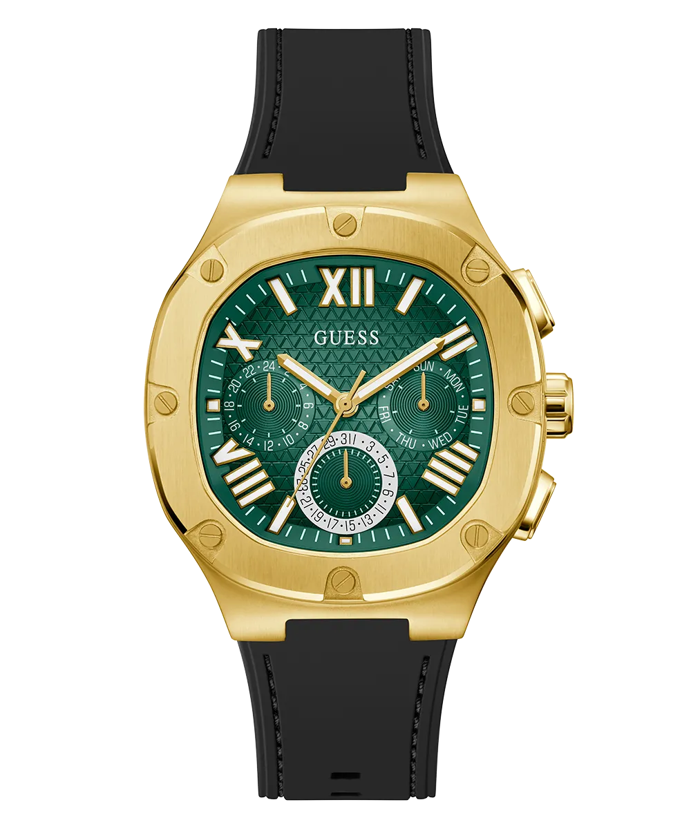 Guess Mens Gold Watches GUESS Mens Black Gold Multi-function Watch