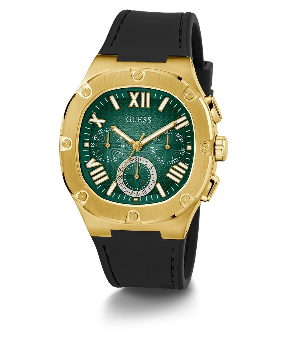 Guess Mens Gold Watches GUESS Mens Black Gold Multi-function Watch
