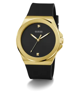 Guess Mens Gold Watches GUESS Mens Black Gold Tone Analog Watch