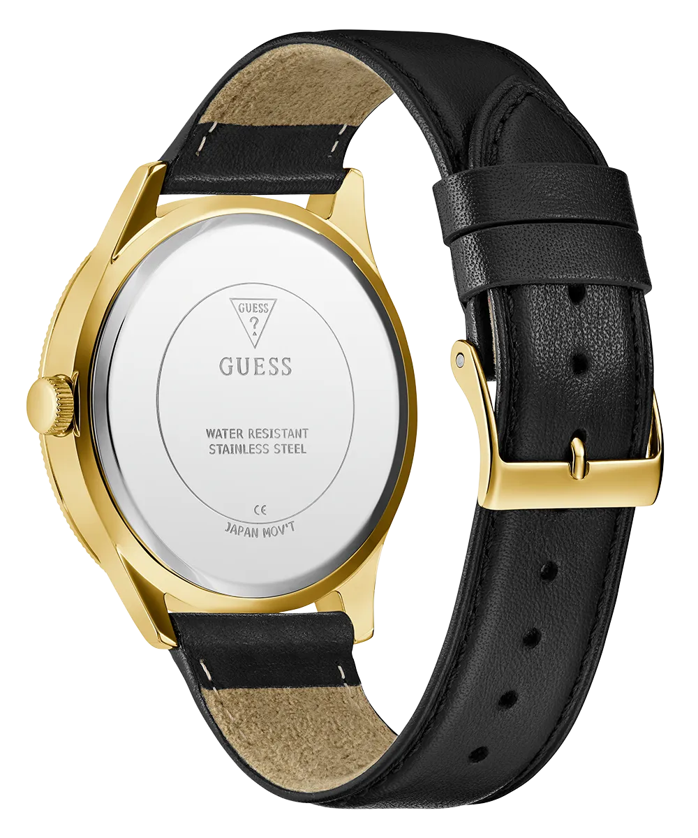 Guess Mens Gold Watches GUESS Mens Black Gold Tone Analog Watch
