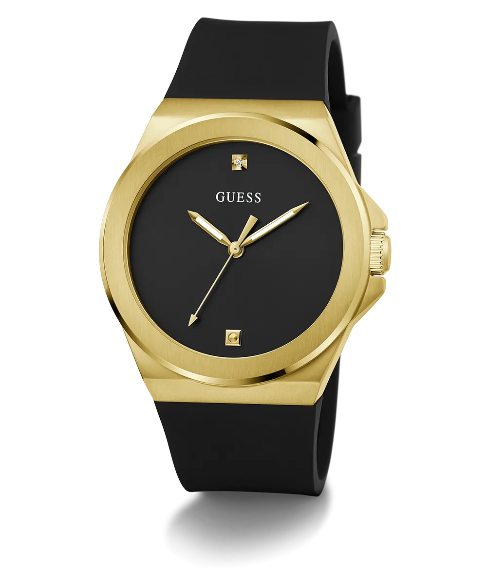 Guess Mens Gold Watches GUESS Mens Black Gold Tone Analog Watch