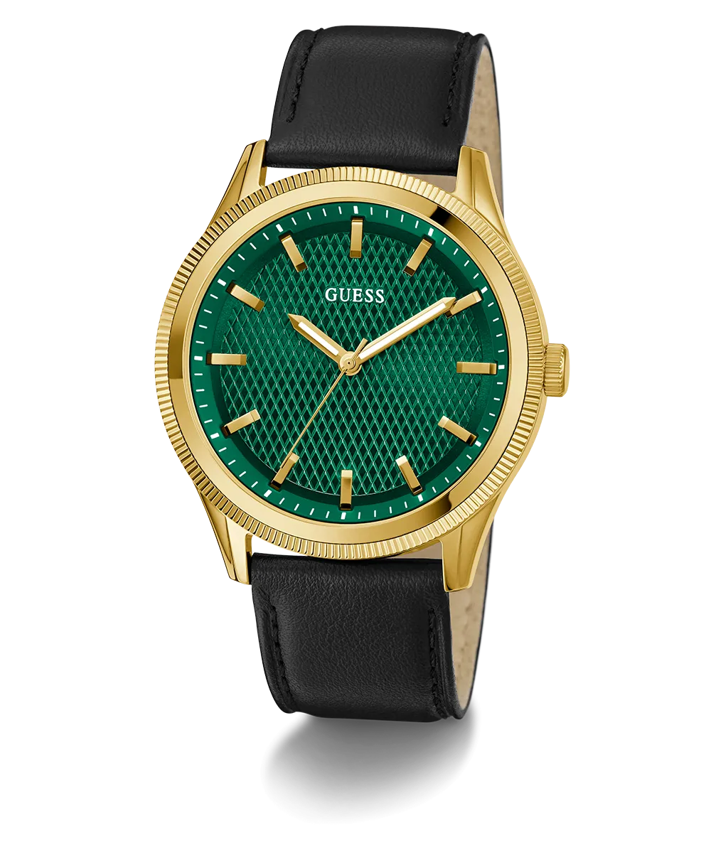 Guess Mens Gold Watches GUESS Mens Black Gold Tone Analog Watch