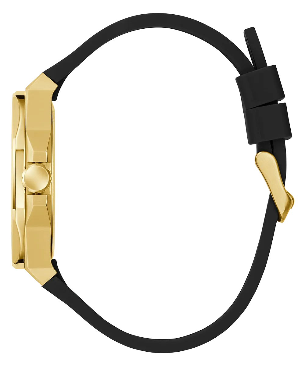Guess Mens Gold Watches GUESS Mens Black Gold Tone Analog Watch