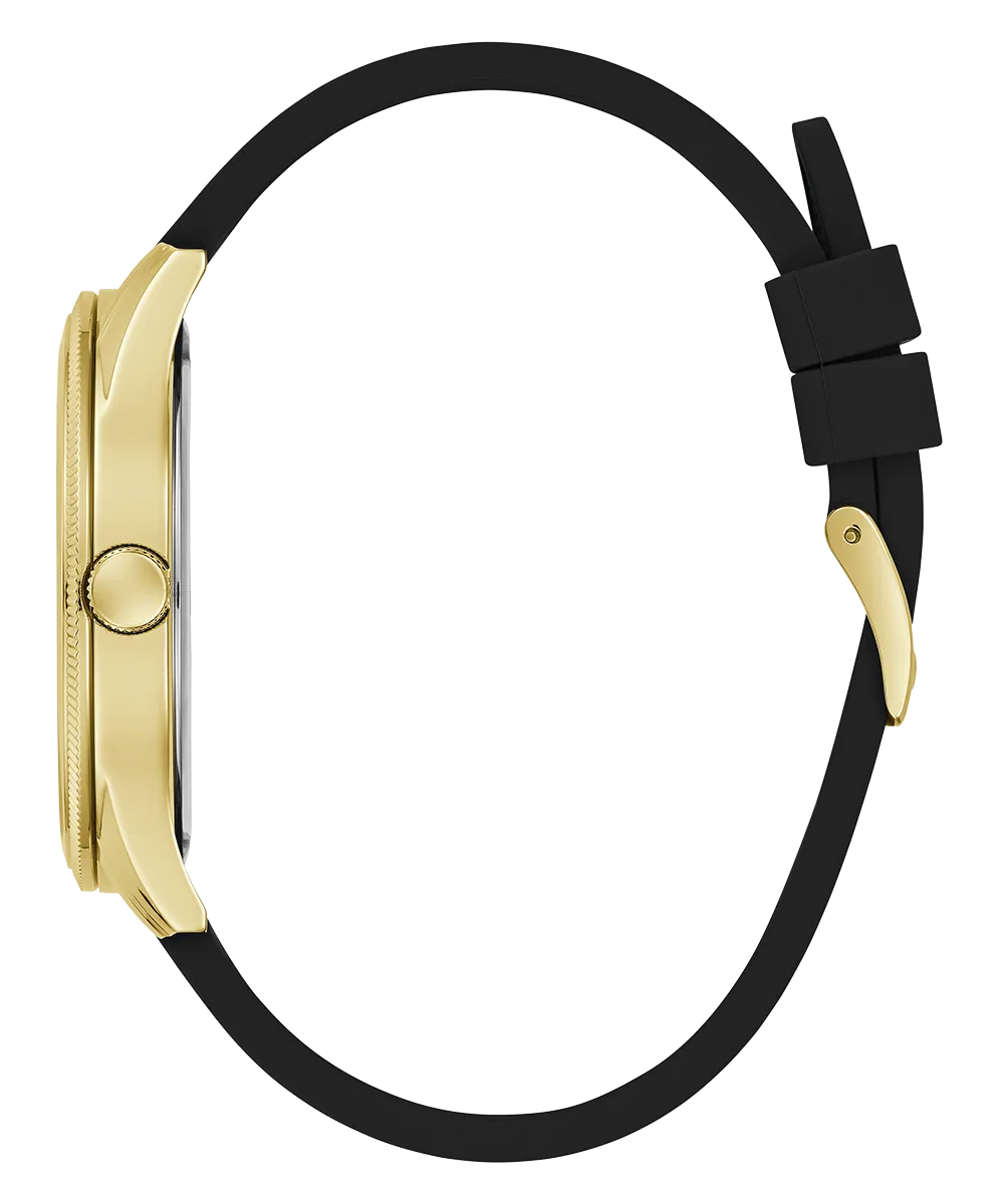 Guess Mens Gold Watches GUESS Mens Black Gold Tone Analog Watch