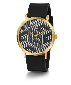 Guess Mens Gold Watches GUESS Mens Black Gold Tone Analog Watch