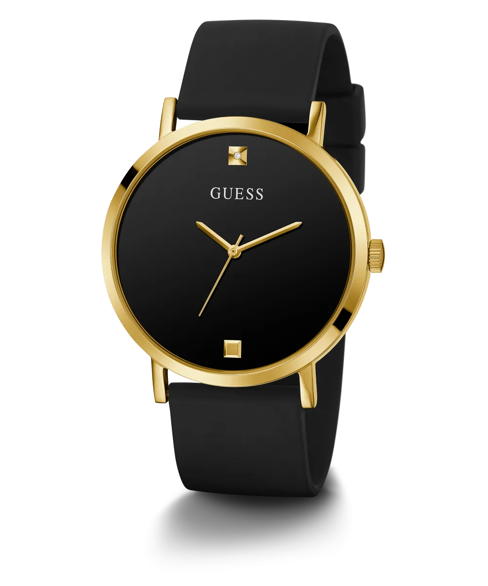 Guess Mens Gold Watches GUESS Mens Black Gold Tone Analog Watch